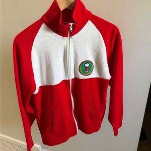 Vintage Red and White Zip-Up Jacket with Lucy Patch